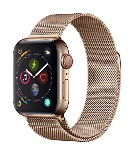 Apple Watch Series 4 (GPS + Cellular) con caja de 44 mm de acero inoxidable en oro y pulsera Milanese Loop en el mismo tono