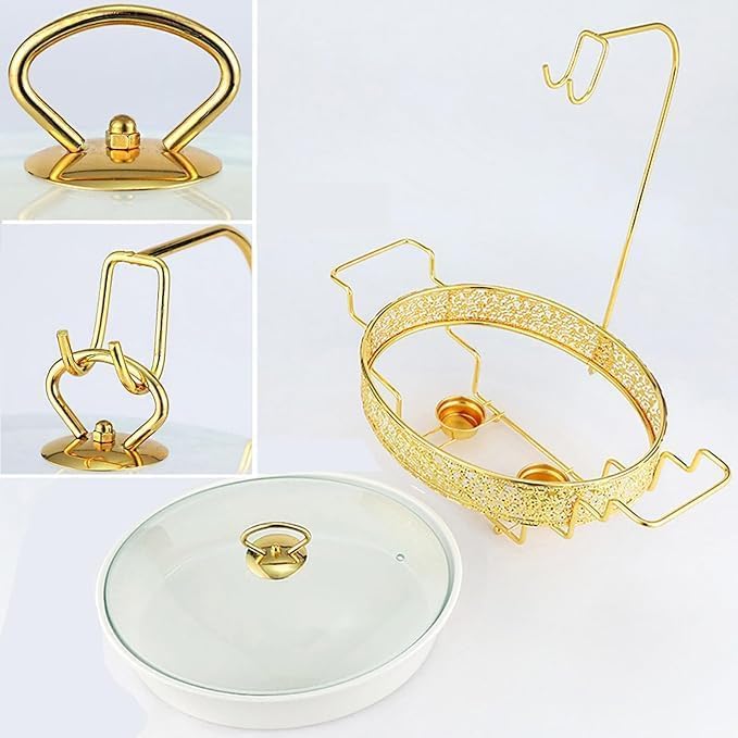 Elegante Juego De Calentador De Alimentos Dorado con Tapa, 3,5 L, para Buffet, Catering Y Entretenimiento, Ideal para Mesas De Comedor Y Fiestas. 2.5L