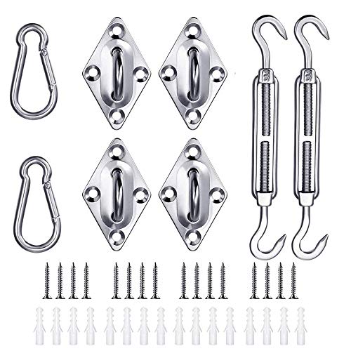 SUNSHINETEK Kit de fijación de toldo de acero inoxidable de alta resistencia para instalación de velas rectangulares/triangulares y cuadradas de 40 piezas