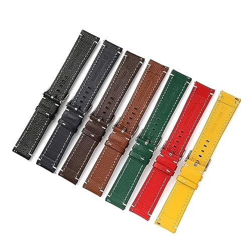 Bracelet de montre cuir double face noir 22 mm, style idéal pour le bureau