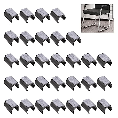 UFURMATE Stuhlpolster, 30 Stück, 25 mm, Kunststoff-Stuhlbein-Bodenschoner mit Filz-Pads, U-förmige Stuhlrohrhülsenschoner, rutschfeste Stuhlbeine, Spitzenkappen für runde Schlittensockel, Stuhlbein
