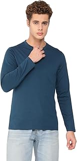 Deniklo Men's Full Sleeves Regular Fit Round Neck T-Shirt 100% Cotton Bio-Washed