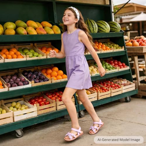 Image of Felix & Flora Toddler Girl Sandals -Flower Girl Dress Shoes Open Toe Little Kid Flats