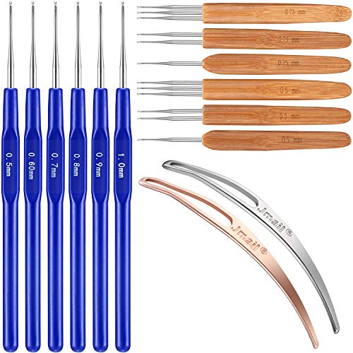 WILLBOND 14 Pcs Dreadlock Crochet Hook Set Include 6 Dreadlocks