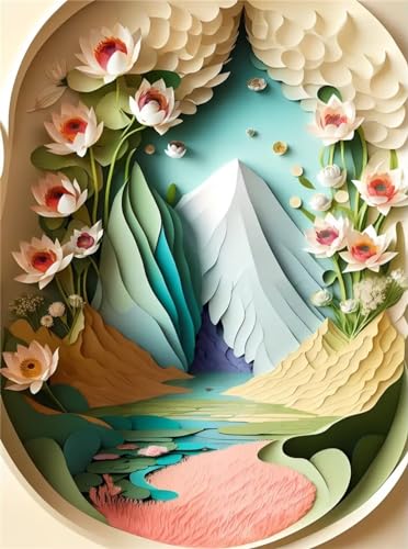 Broderie diamant kit complet fleur vintage 90x135cm, grand diamond painting 5D haute définition