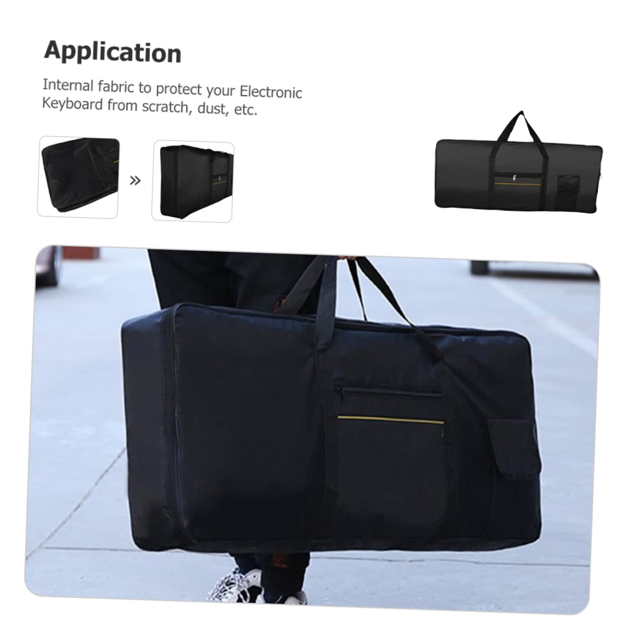 FRCOLOR Borsa per Tastiera Elettronica Tracolla Regolabile 61 Tasti Oxford e Doppio Utilizzo come Zaino o Borsa a Mano Nera