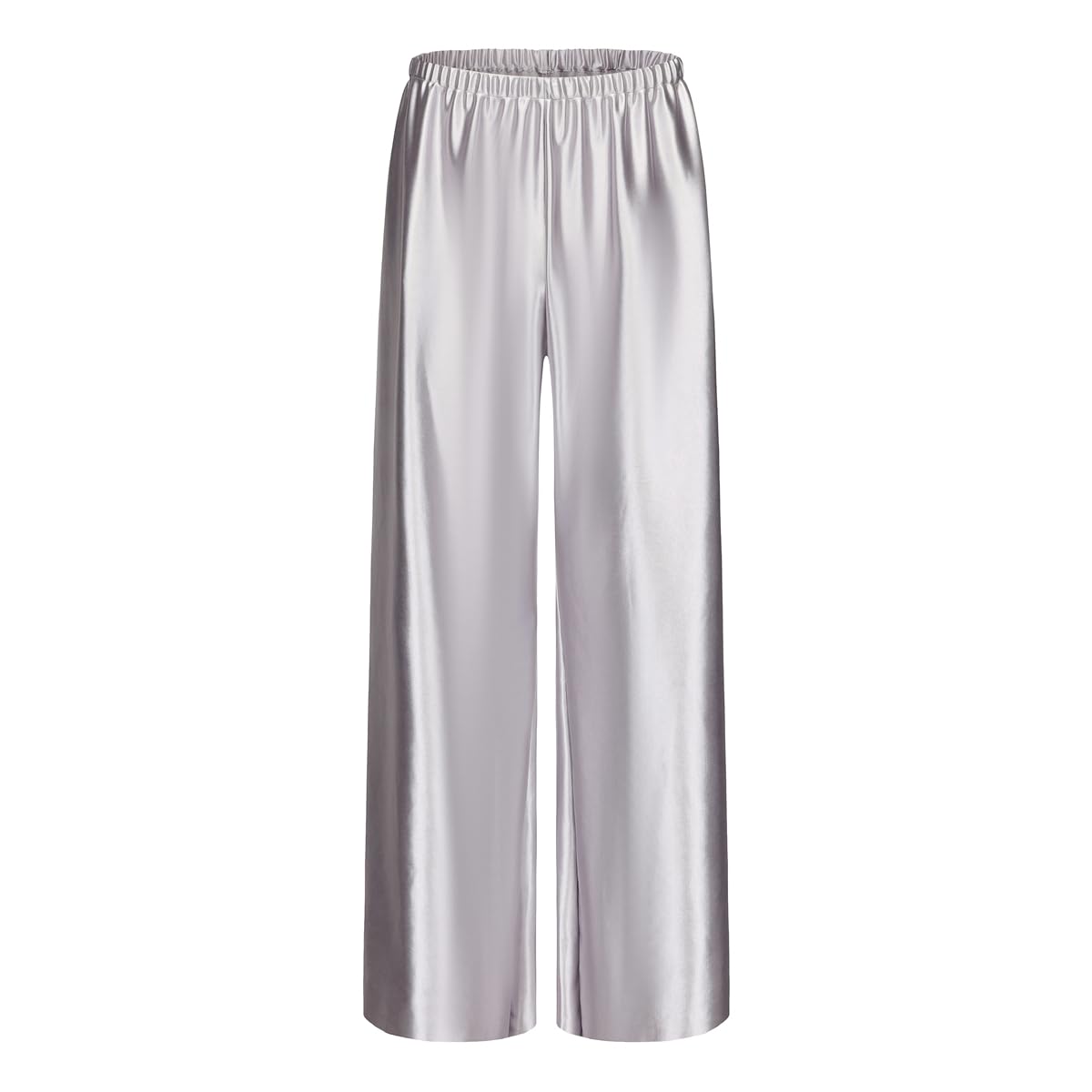 Women Satin Wide Leg Dress Pants Silk Casual Dressy Long Flowy Pants Elastic High Waisted Trousers
