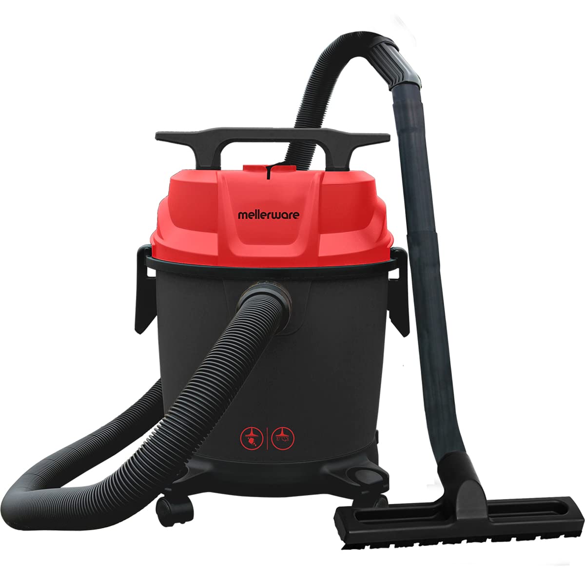 MELLERWARE Vacuum Cleaner Wet and Dry 1200 Watt- MWVC 01 with 3in1 Multifunction Wet/Dry/Blowing| 14KPA Suction and Impact Resistant Polymer Tank,(Black/Red), (Wet & Dry MWVC 01)