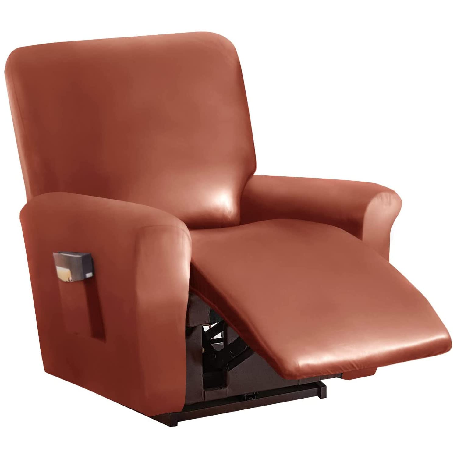 YOPOIY PU Cuero Funda para Sofá Reclinable, Impermeable y A Prueba de Aceite Cubre Sofa 4 Piezas Elastico Cubierta de Muebles para Mascotas Niños Gatos Perros-Naranja