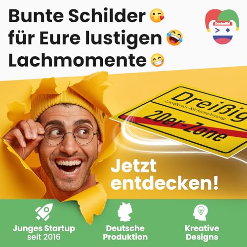 DankeDir! Dreißig 20er Zone - Schild 30 x 20 cm - Geburtstagsgeschenk 30. Geburtstag 30er Männer & Frauen 30 Jahre Geschenk - Geschenkidee Geburtstagsdeko Partydeko Geburtstagskarte