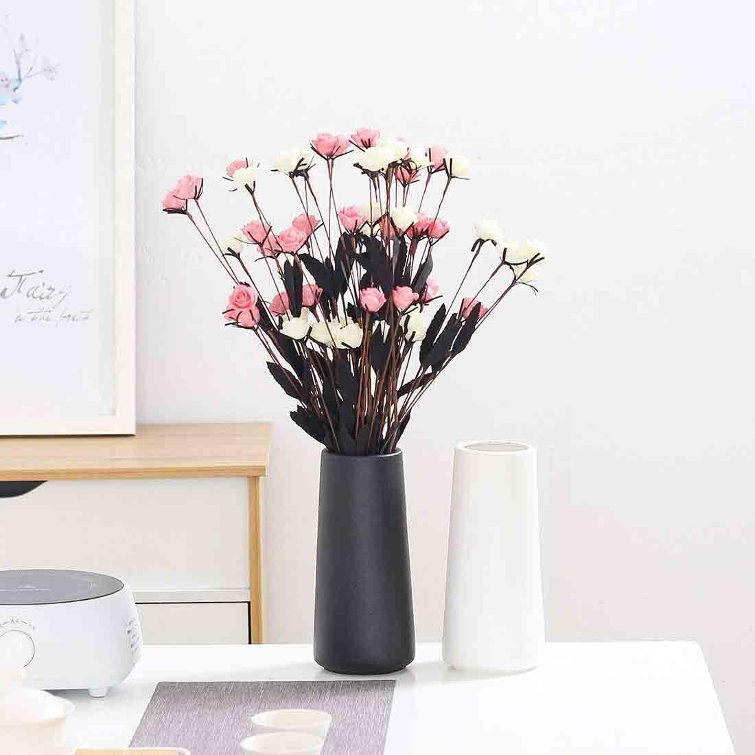 Ceramic Vase -Ceramic Vase for Home Decor,Dried Flower Vase, Flower Vase Minimalism Style for Modern Table Shelf Home Decor,Best Gift（Black ,Height 7.1IN）