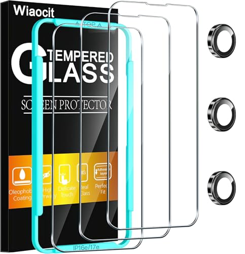 Wiaocit 3 Pack Tempered Glass Screen Protector for iPhone 16e/iPhone 17e with 3 Pack Camera Lens Protector 9H Hardness Bubble Free Case Friendly