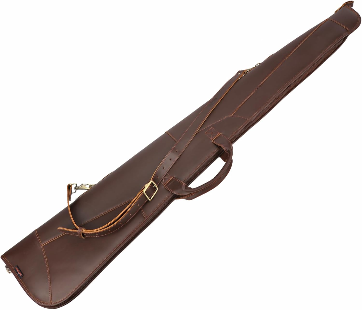 Tourbn Tourbon Hunting 54'' Leather Soft Rifle Case Slip Fleece Padded Shotgun Shoulder Bag, Brown
