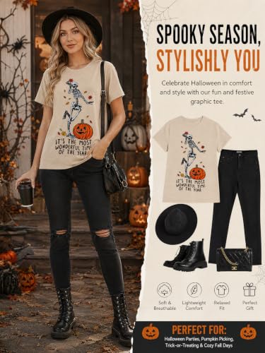 Womens Halloween Print Short Sleeve T-Shirts Crew Neck Summer Tee Tops - image 4