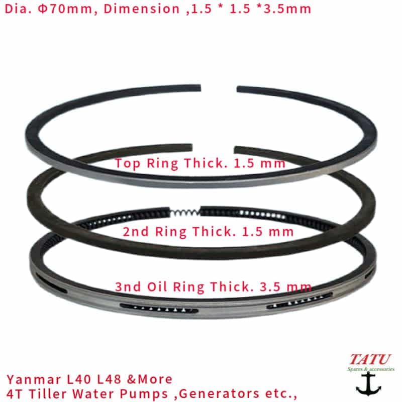 Segments de piston L48 diesel 70mm pour compression eau-huile - 3