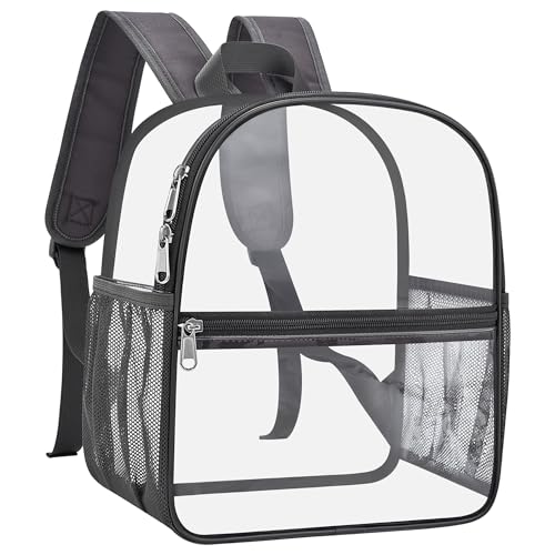 Image of Oraben Clear Backpack for Stadium Events Stadium Backpack 12x6x12 Clear Bag | 0.4mm Thick PVC, Durable Material,2 Side Pockets,Great for Park, Festivals, Sporting Events and Daily Use