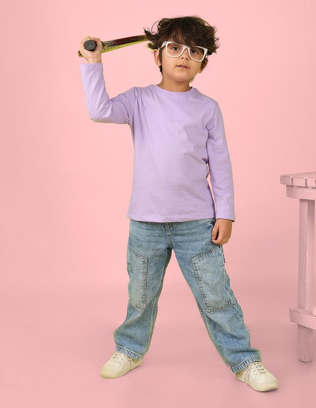 Image of Nusyl Boys Solid Cotton Blend Tshirts - Soft & Comfortable Full-Sleeves T-Shirts | Casual Wear for Kids & Teen Boys | Full Sleeves T-Shirts |- NUBCTSF001-PO2-1