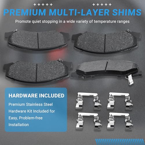 Image of Front Brake Pads Set Compatible with Buick Allure LaCrosse Lucerne, Cadillac DTS, Chevy Impala Limited Monte Carlo Automotive Replacement Brake Pads Semi-Metallic D1159