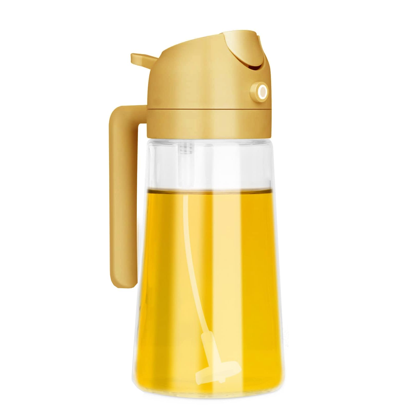 Doetyd Yellow Oil Spray Bottle 600Ml/20.29Oz 2 In 1 Glass Oil Dispenser Sprayer For Kitchen Cooking Baking Bbq Salad Olive Air Fryer (Yellow) 2In