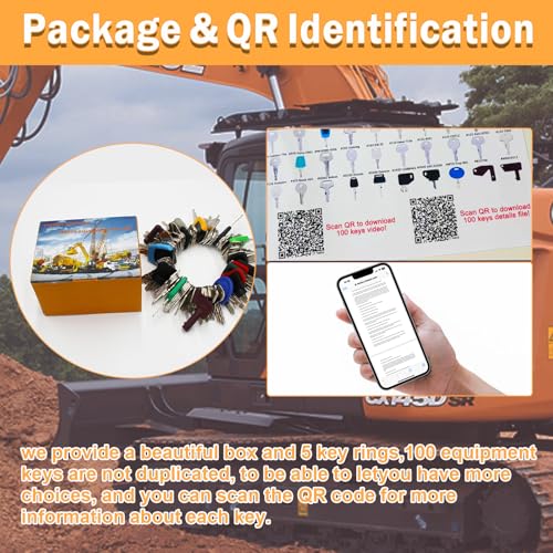 Image of 100 Non-Duplicate Full Range Heavy Master Equipment Key Set | Original Heavy Construction Excavator Dumper Ignition Key for CAT Kubota John Deere JCB Yanmar Takeuchi Komatsu Volvo Toyota