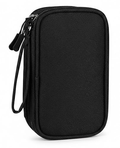 WildHorn Nylon Electronic Organizer Pouch for Travel | Portable Gadget & Cable Storage Case with Mesh Pockets | Compact Zip Organizer for Power Bank, Charger, Cables, Phone & Accessories (Black)