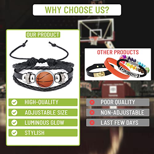 Basketball Bracelets For Team 12-Pack - Ideal Bulk Friendship Bracelets Adjustable Charm Bracelet Cord, Metal Accents, One Size #TOP3