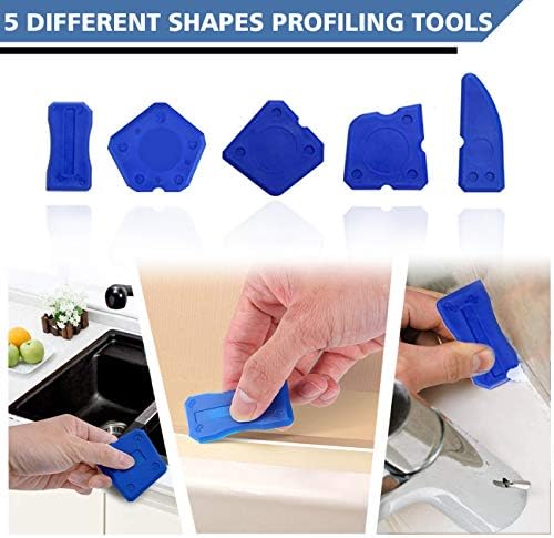 3 in 1 Silicone Caulking Tool Kit (Stainless Steel Head), 13pcs Silicone Tool Kit, Sealant Finishing Tool/Silicone Sealant Remover for Caulking/Grouting, Grout Tool Kit by Dualeco 