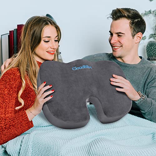 Image of CloudBliss Gel Seat Cushion - Cooling Gel Enhanced, Memory Foam, Ergonomic Seat Cushion for Long Sitting for Office, Game, Car, Airplane (Large, Grey)