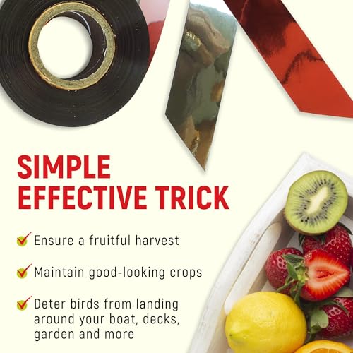 Image of Bird Suraksha Tape | Holographic Reflective Ribbon for Pigeon & Crow Repellent | 15mm x 100m Bird Scare Deterrent Tape | Weatherproof, Eco-Friendly (Pack of 4)
