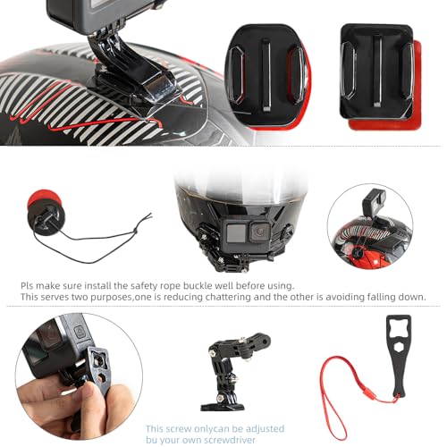 Image of Helmet Jaw Swivel Arm Mount and Adhesive Mounts - 2pcs Curved and 2pcs Flat Mounts with 10 Pack Sticky Pads for GoPro Hero 6 5 Black,4 Session,4 Silver,3+,SJ6000,YI,LD6000 and More