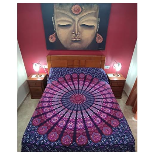 Multi-colored Mandala Tapestry Indian Wall Hanging, Bedsheet, Coverlet Picnic Beach Sheet, Superior Quality Hippie Wall Tapestry or Bedspread in Organic Cotton (Blue Golden, Double(230x215cms))