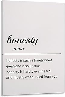 JZOUUK Honesty Definition Inspirational Print Poster Canvas Wall Art Poster For Room Aesthetic And Decor For Bedroom Living Room Bathroom Kitchen Office Decor 08x12inch(20x30cm) Frame-style