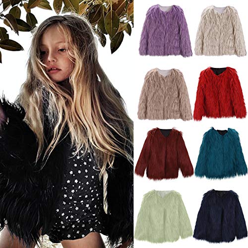 Girls Faux-Fur Jacket Fleece Fuzzy Warm Coat Kids Thick Winter Outwear Teens Trendy Furry Puffer Overcoat Plush4
