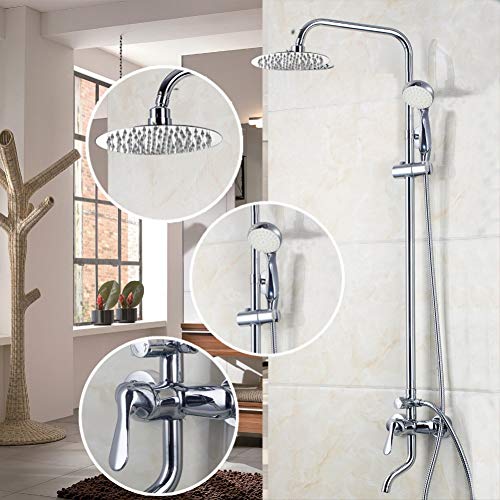 WEILINW Wandmontage Niederschlag LED-Duschsets Chrom Messing Badezimmer Kopf Dusche Wasserhahn mit LED Spray Handmixer Duschsets