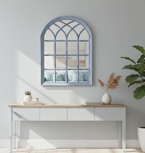DEENZ Grey Rustic Soho Window Style Mirror Elegant Vintage Hallway Mirror 50.5X71X2.5Cm (Grey Rustic)