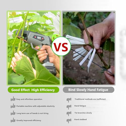 Atadora eléctrica de plantas para enredaderas de jardín, diámetro máximo del paquete de 1 pulgada, ideal para frambuesas y tomates