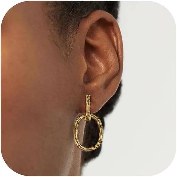 Kainier Gold Drop Dangle Earrings for Women 14k Gold Plated Jewelry Sets for Women Knot Statement Chunky Earrings Trendy Gift