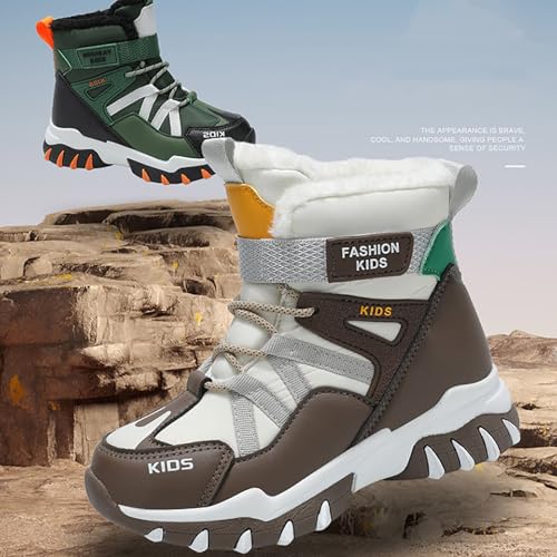 Boys High Top Sports Boots Girls Outdoor Hiking Mid Calf Winter Shoes Non Slip Warm Winter Boots4