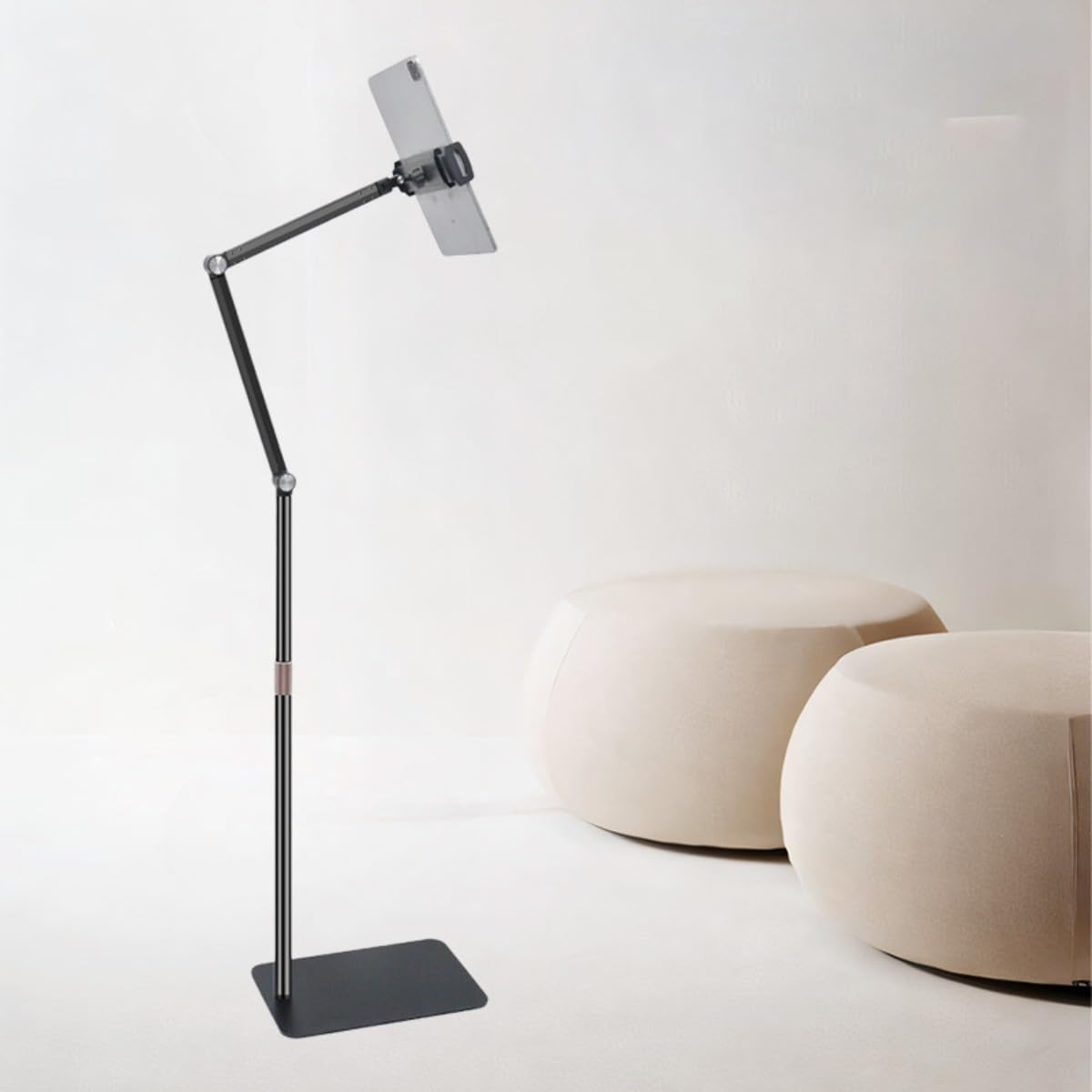 INF Support de sol pour tablettes et téléphones avec deux bras réglables