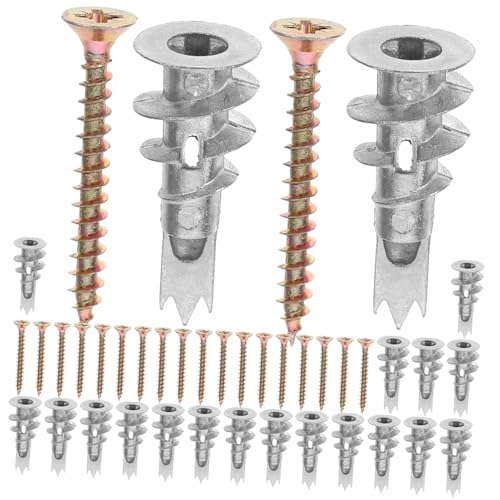 TOKIDNY 20sets Ancoraggi Vite Per Cartongesso Autoperforanti Con Viti Ancoraggi Per Pareti Vuote Facile Installazione e Design Spirale Adatto Per Accessori Bagno e Cucina