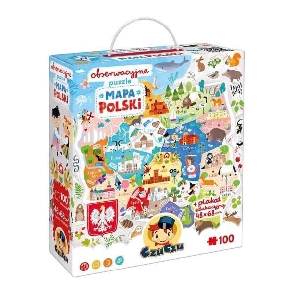 Puzzle d'observation Carte Pologne 100el CuCzu 5 ans