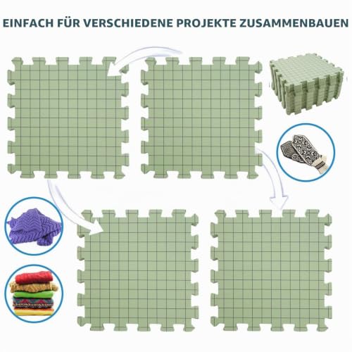 Blockiermatten-Set: 4 Schaumstoffmatten mit Raster + 50 T-Nadeln – für Häkel- & Strickprojekte – Bild 8