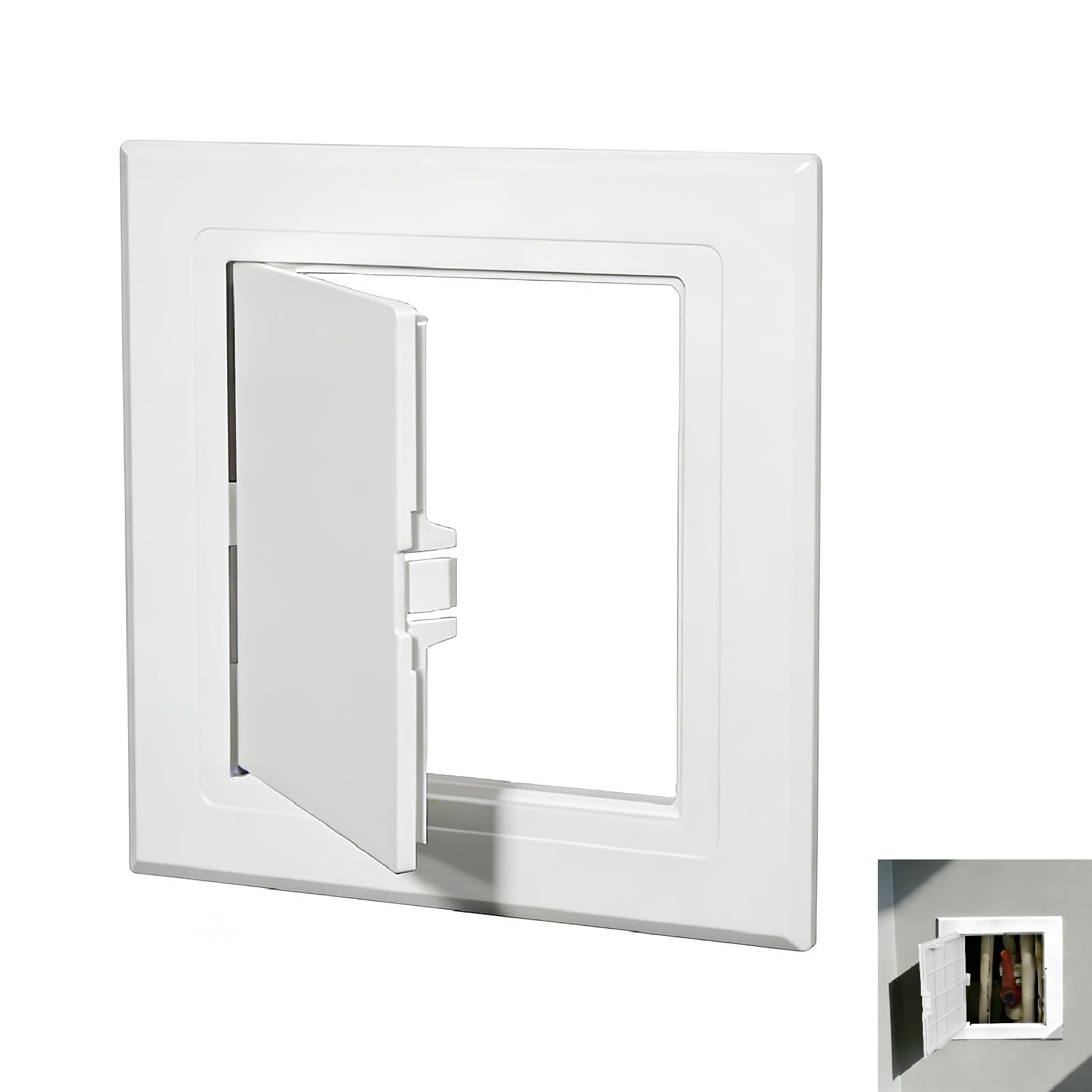 Access Panel 100x100mm, 4x4 Inch ABS Access Panel Paintable Wall Door Hidden Hinges Flush Fit Inspection Hatch Drywall Walls Ceilings Service Cover Electrical Plumbing HVAC Cables Renovation Projects