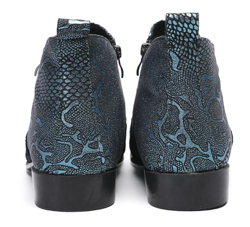 Santimon Men's Dress Casual Chelsea Boots - Glossy Patent Leather Cowboy Ankle Boots with Double Zipper & Metral Pointed Toe Western Boots for Party, Club & Stage4