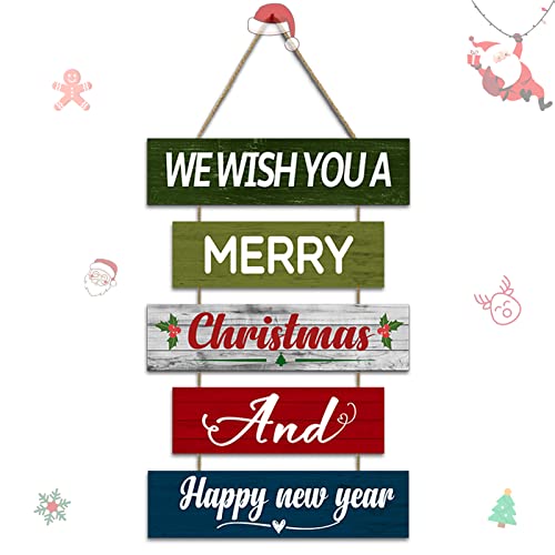 FRTIM Weihnachtsschild zum Aufhängen an der Wand, Holz, Wanddekoration, Winter, Weihnachtsdekoration für Kamin, Bauernhaus, Tür, Fenster, Urlaub, Dekoration (5 Stück) Cover