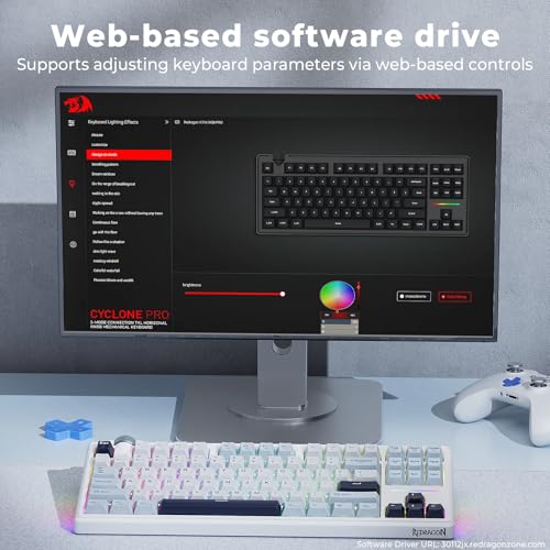 Image of Redragon K716 Wireless Mechanical Keyboard with Knob, Gasket Gaming Keyboard in TKL Layout, Hot swap Pre-Lubed Switches, RGB Backlight, for PC /Mac (White)