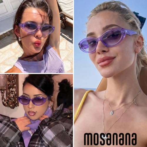 Image of mosanana Oval Cat Eye Sunglasses for Women Retro Y2K Style MS52372 | Geometric Stylish Temples, UV400 Protection, Designed for Daily Outfits, Travel and Fashion Looks