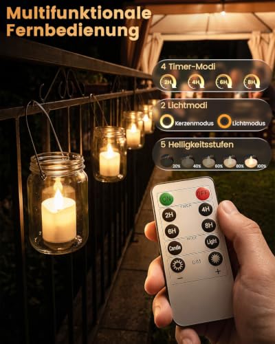 buways 12er LED Teelichter Wiederaufladbar mit Fernbedienung & Ladestation – Ansicht 3