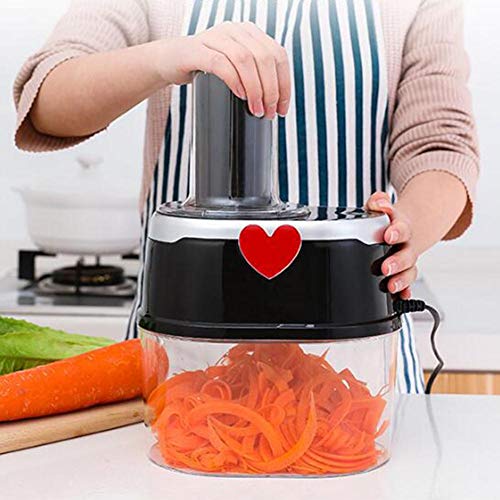 Onward Electric Multi-function Vegetable Cutter Slicing and Grating Cooking Machine Spiral Funnel Potato Cucumber Grater 500W 220V ABS Plastic Stainless Steel Black