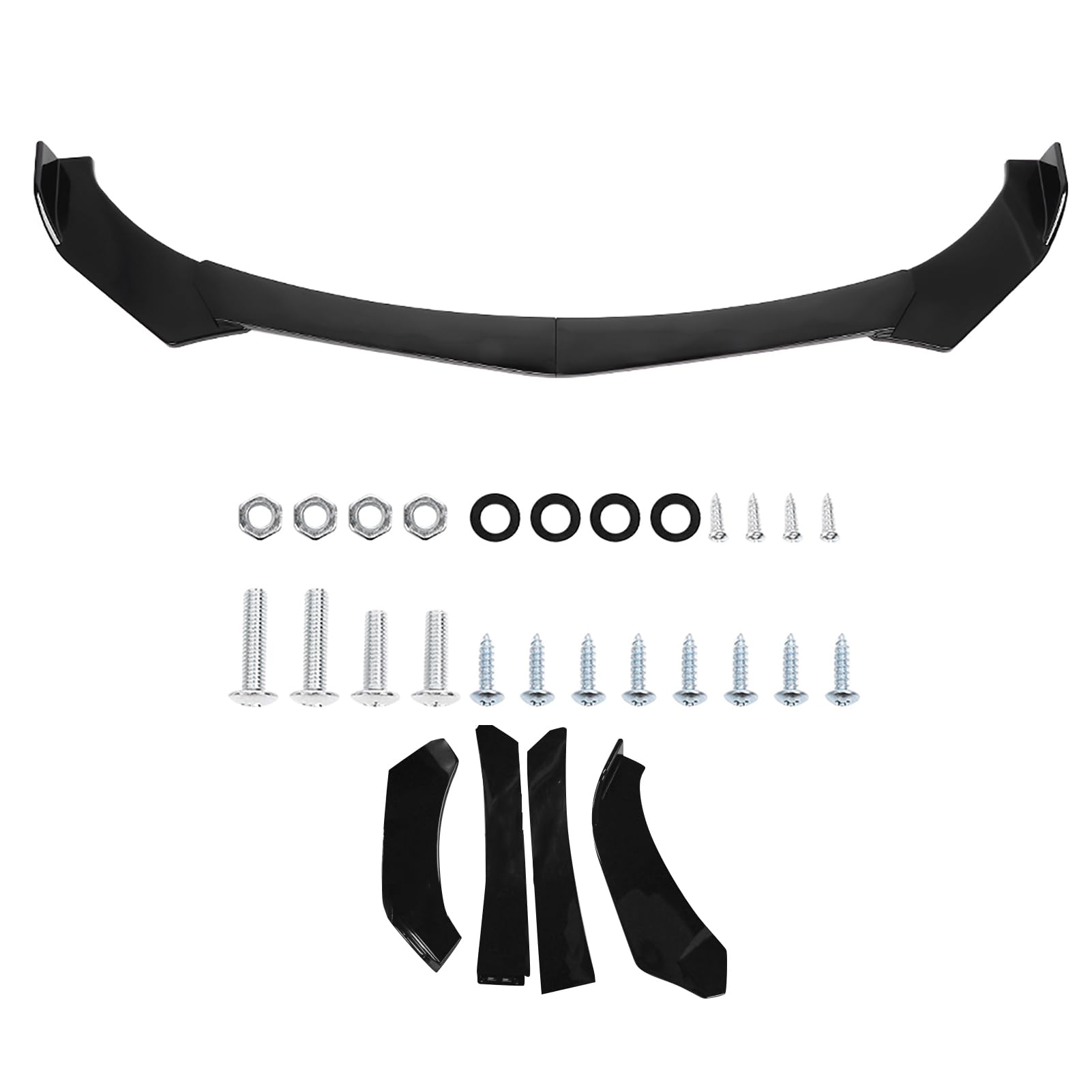 Generic Alerón Divisor de Labios para Parachoques Delantero, Kit de Carrocería Negro Brillante con Protector Protector, Ajuste Universal para Vehículos Sedan Coupe
